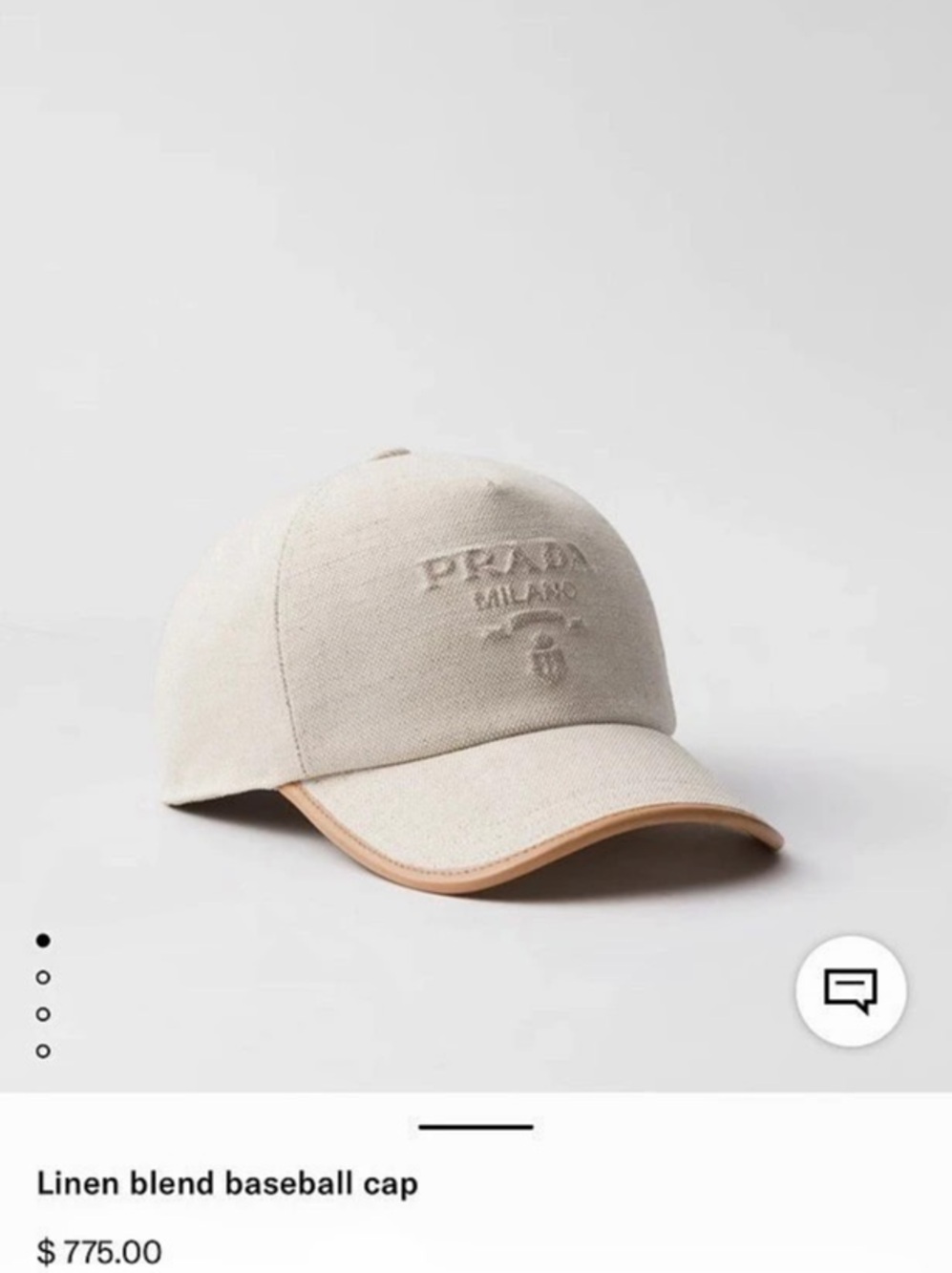Prada Linen Blend Baseball Cap Beige Brown Size Medium Like New